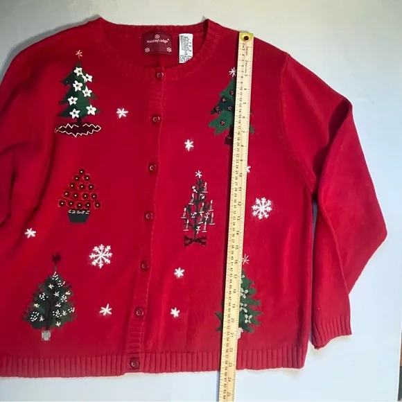 VTG Women’s Christmas Embroidered Cardigan Red SZ XL - Picture 6 of 7